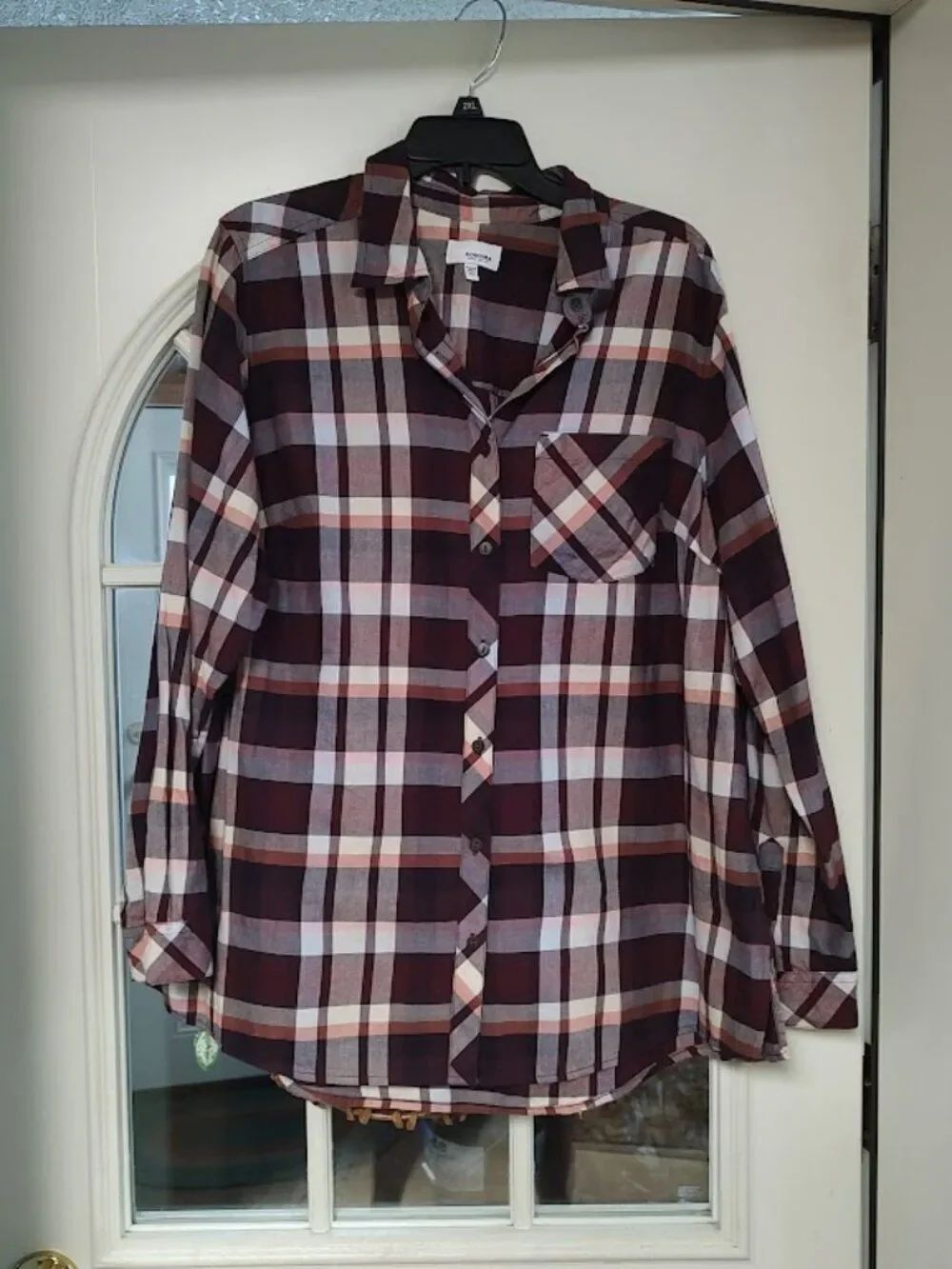 New Sonoma Purple Plaid Long Sleeve Button Down Shirt Size Women's 1X